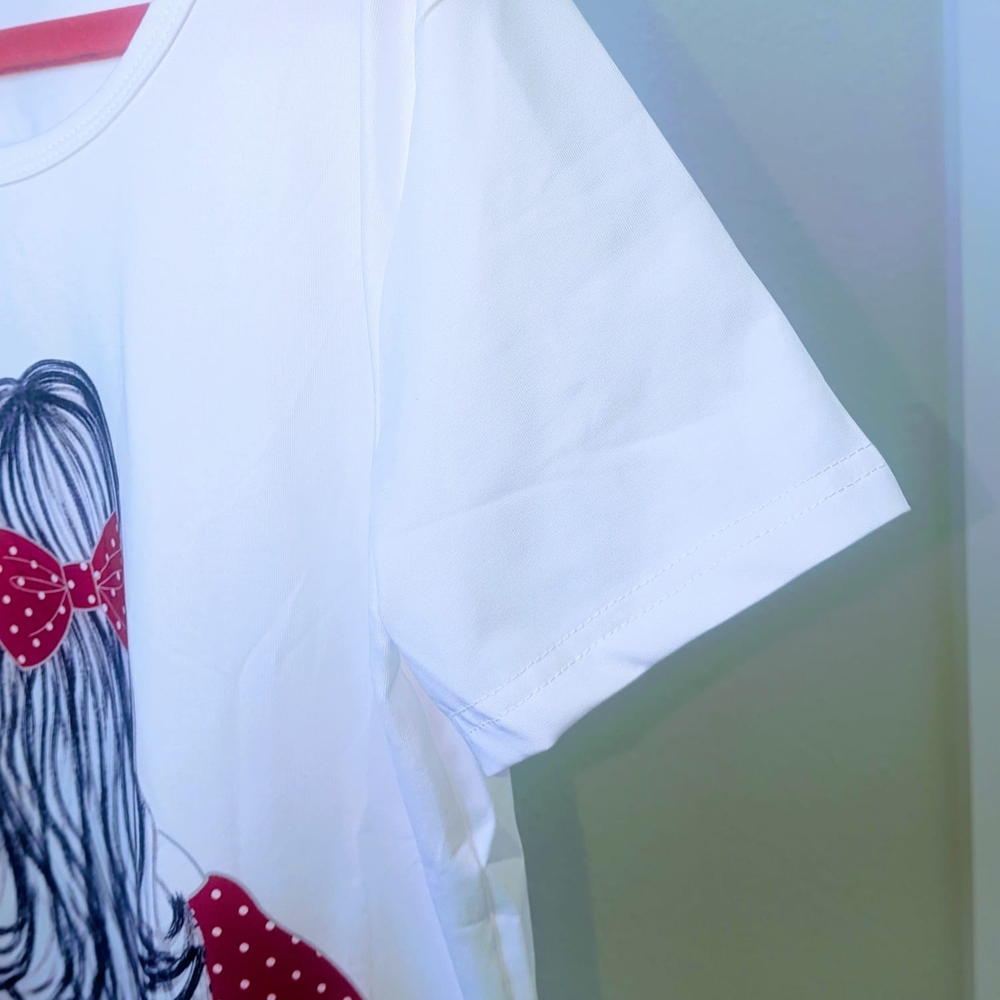 Set of 2 Girls White Graphic Tees with 3D Bow Detail - Size 7/8 - Picture 5 of 11